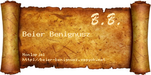 Beier Benignusz névjegykártya